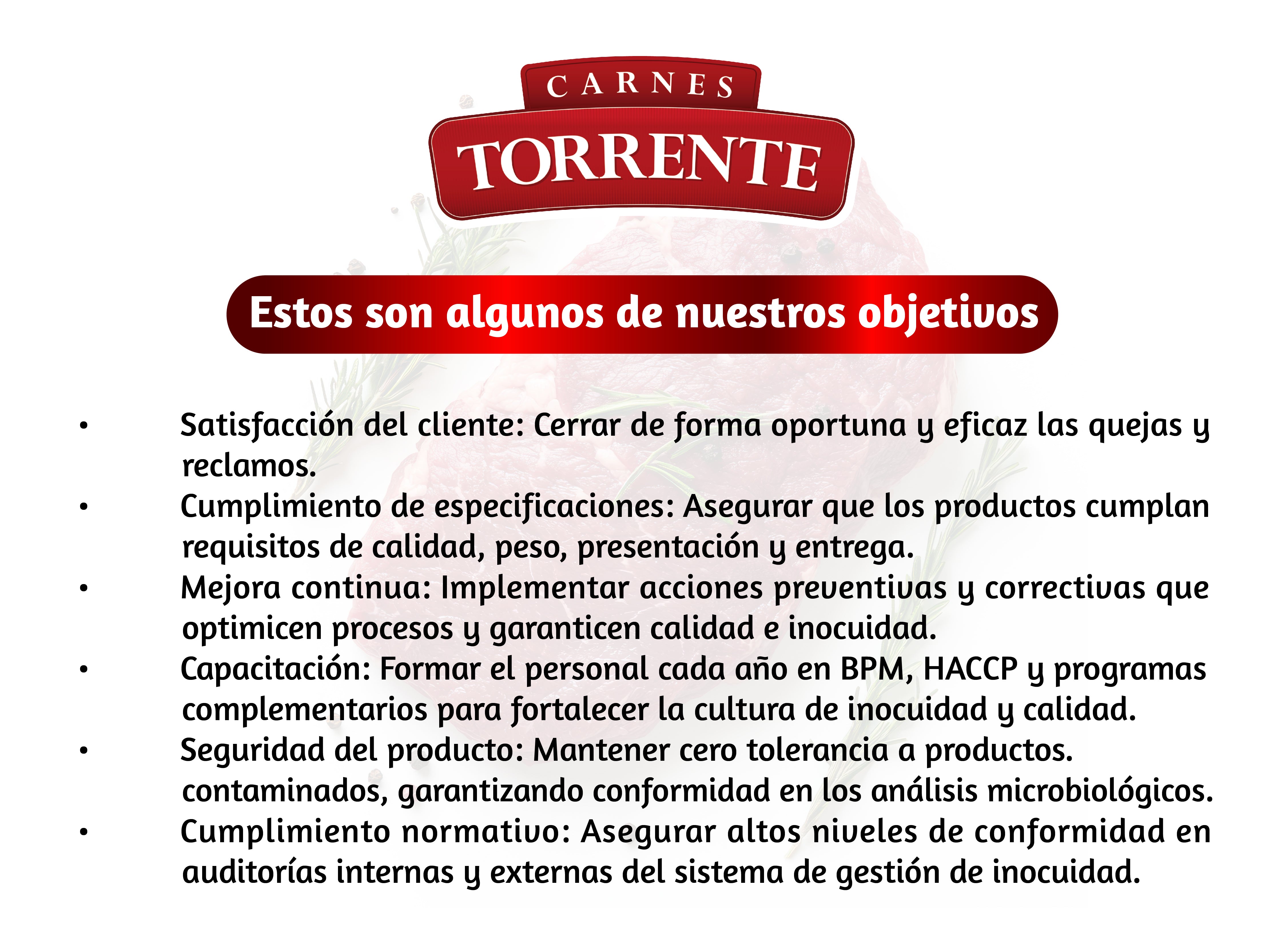 OBJETIVOS DE CALIDAD E INOCUIDAD